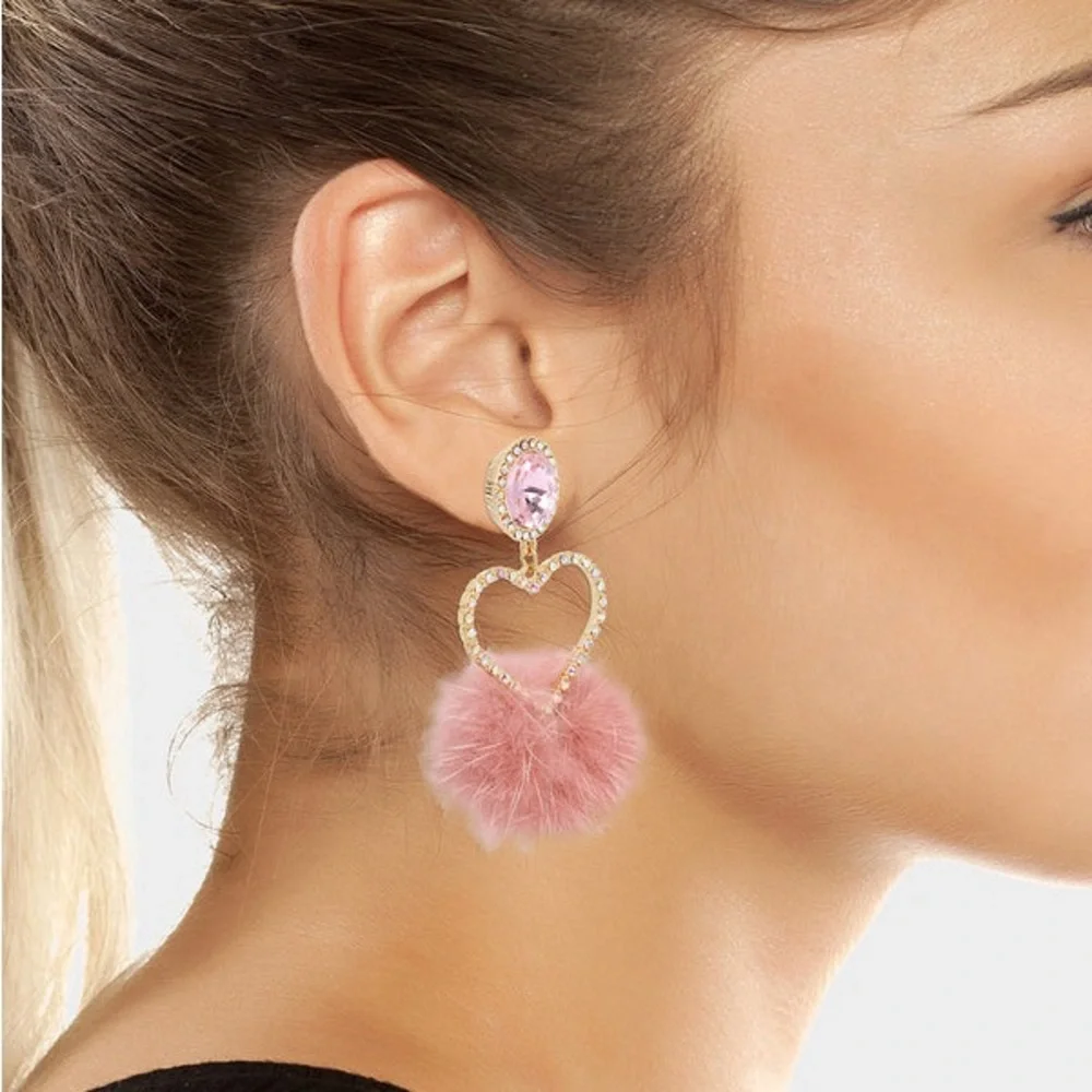 Betsey Johnson DEAR BETSEY MISMATCH PUFF EARRINGS PINK